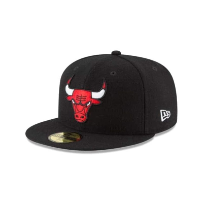 Black Chicago Bulls Hat - New Era NBA Wool Allover 59FIFTY Fitted Caps USA1478392